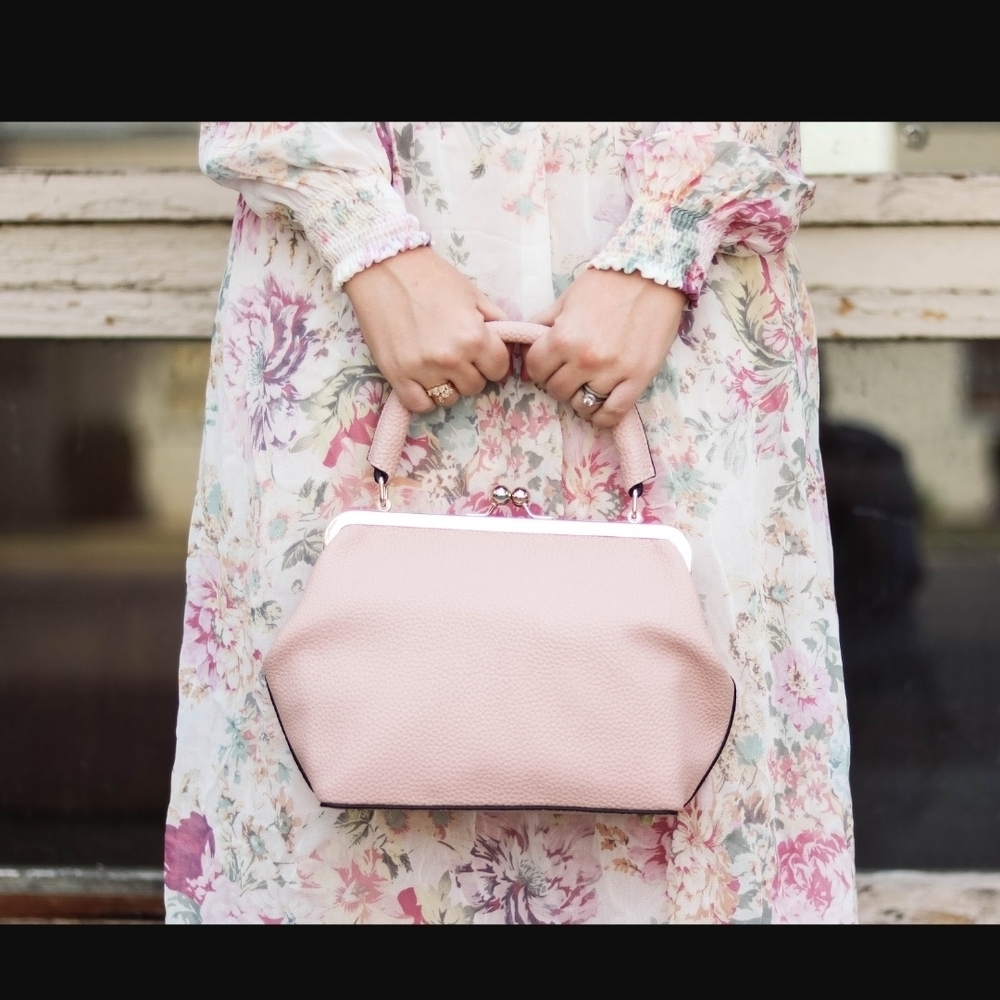Jemma Jo Jo Blush Pink Kiss Lock Structured Top-Handle Satchel